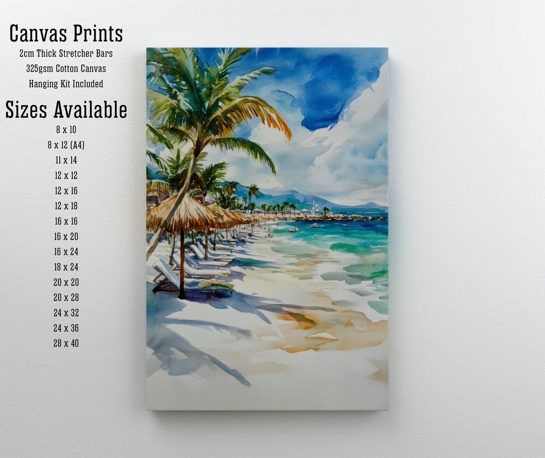 Cozumel Mexico Watercolor Travel Poster – Tropical Seascape Wall Art, Island Home Decor & Nature Lover Gift