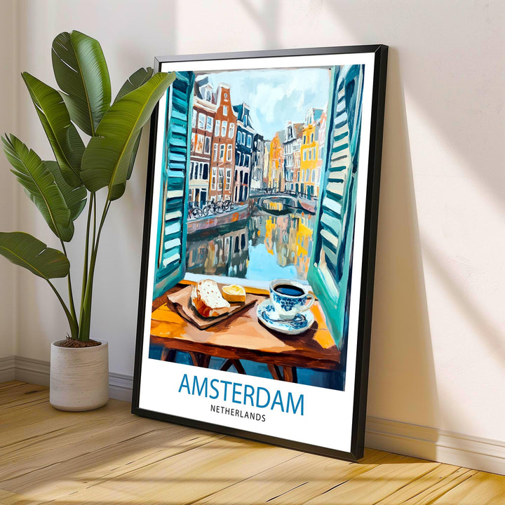 Amsterdam Travel Poster Wall Decor Wall Art Amsterdam Landscape Wall Hanging Home Décor Dutch City Gift Art Lovers Scenic Print