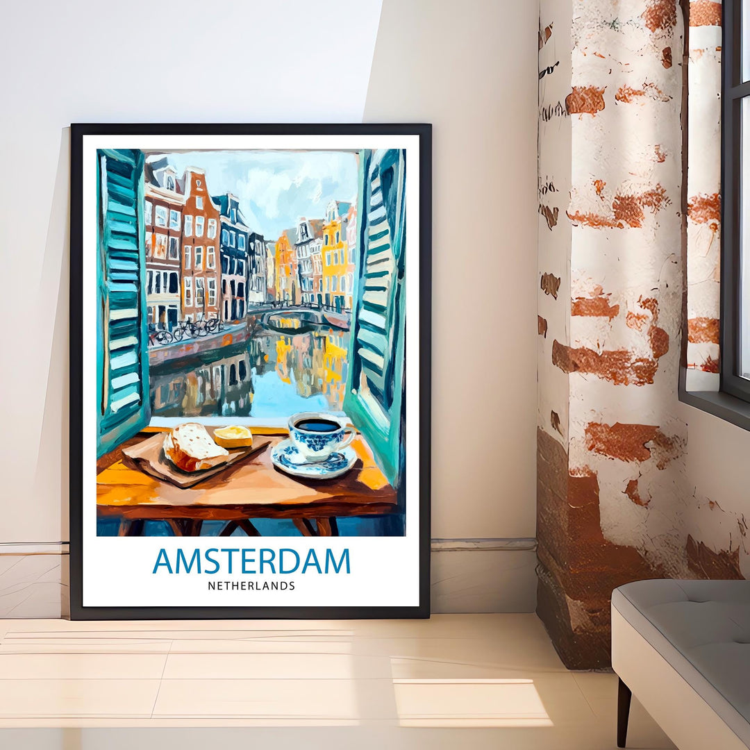 Amsterdam Travel Poster Wall Decor Wall Art Amsterdam Landscape Wall Hanging Home Décor Dutch City Gift Art Lovers Scenic Print