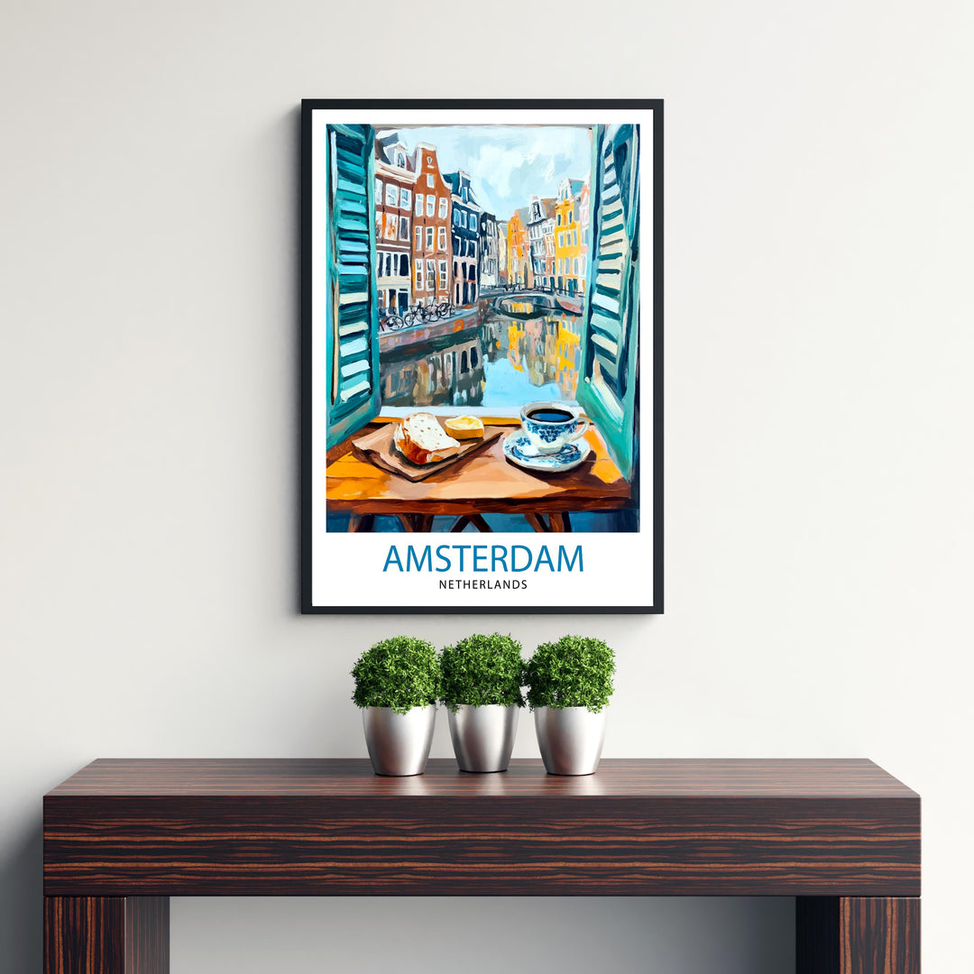 Amsterdam Travel Poster Wall Decor Wall Art Amsterdam Landscape Wall Hanging Home Décor Dutch City Gift Art Lovers Scenic Print