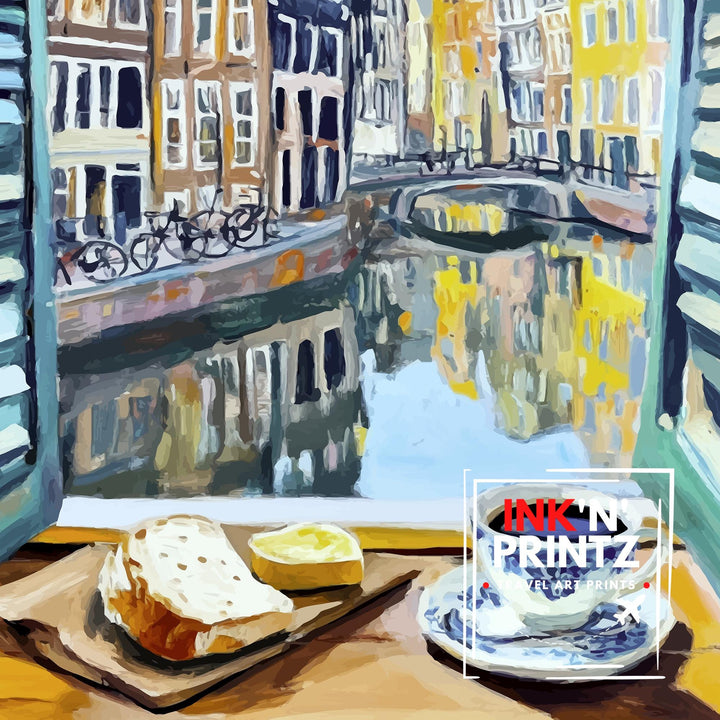 Amsterdam Travel Poster Wall Decor Wall Art Amsterdam Landscape Wall Hanging Home Décor Dutch City Gift Art Lovers Scenic Print