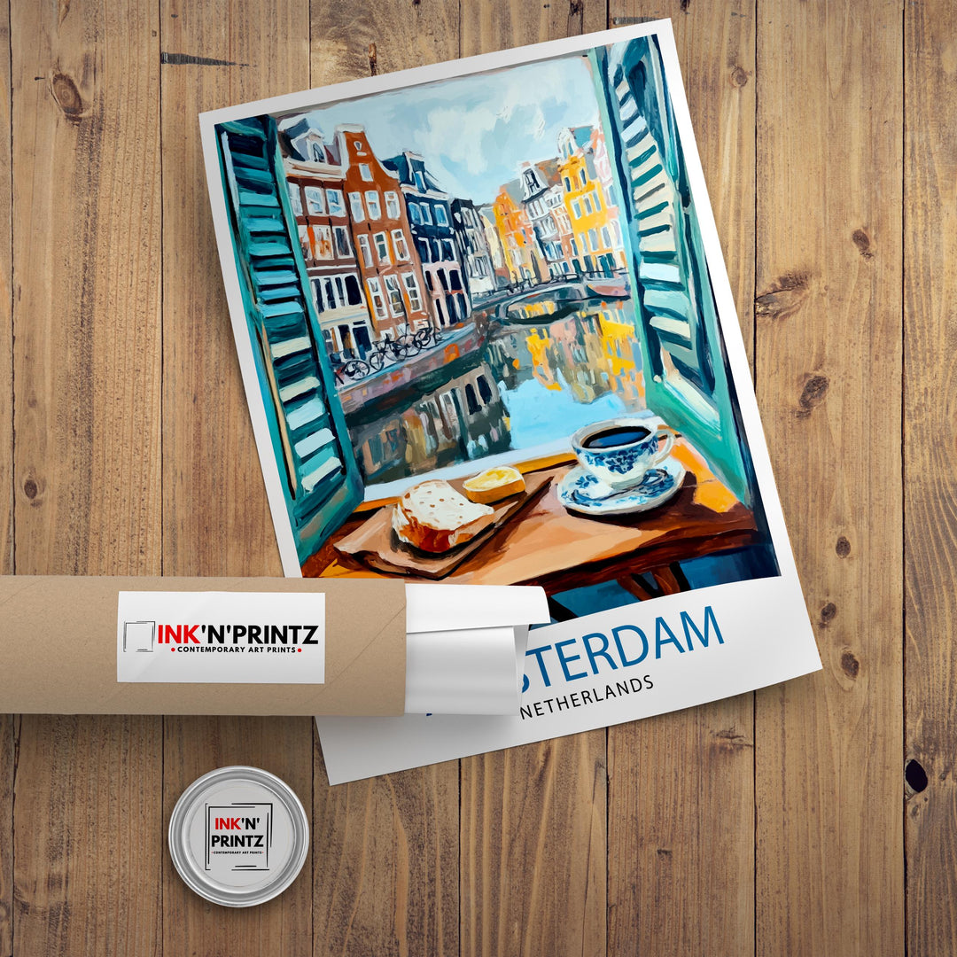 Amsterdam Travel Poster Wall Decor Wall Art Amsterdam Landscape Wall Hanging Home Décor Dutch City Gift Art Lovers Scenic Print