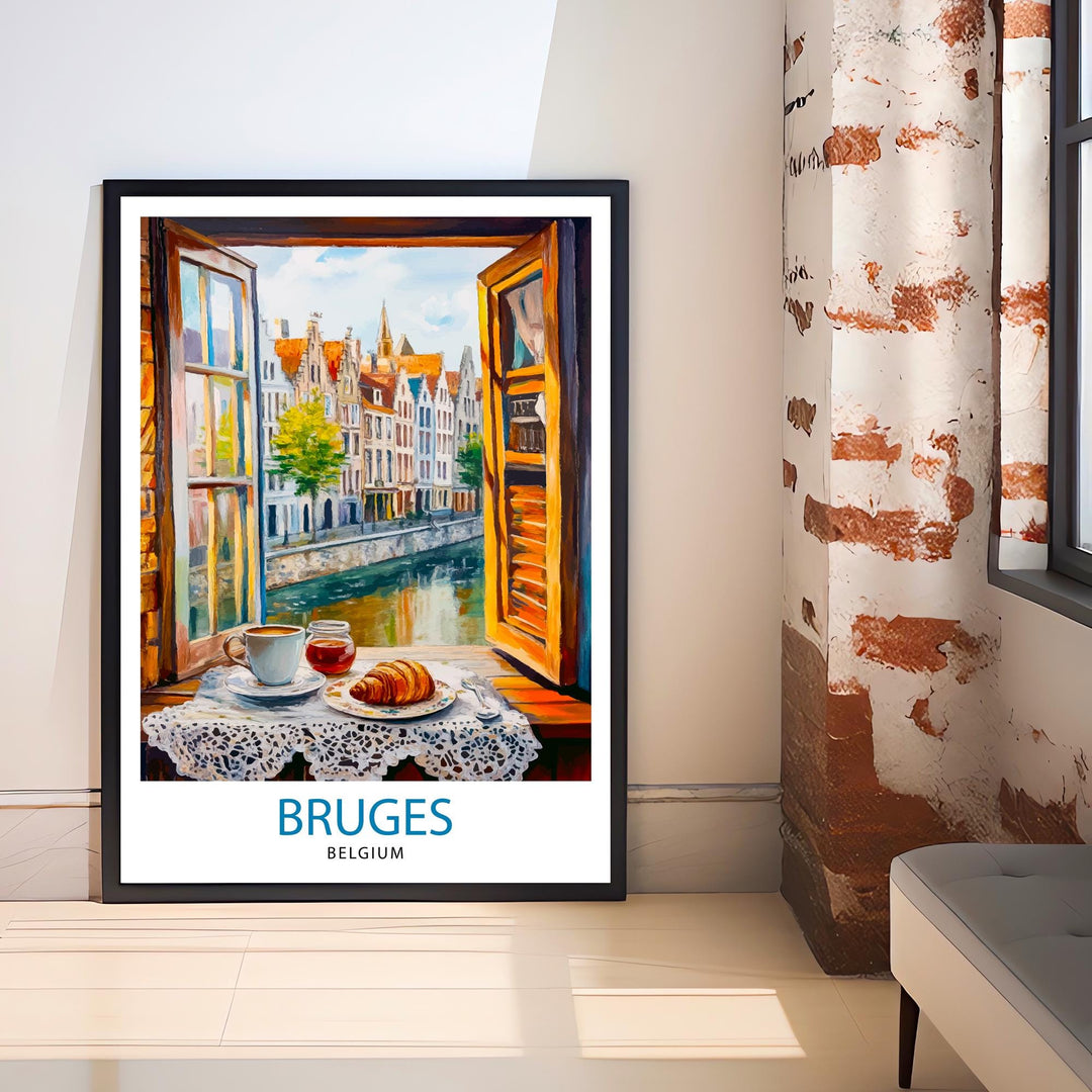 Bruges Travel Poster Wall Decor Wall Art Bruges Landscape Wall Hanging Home Décor Belgian City Gift Art Lovers Scenic Print