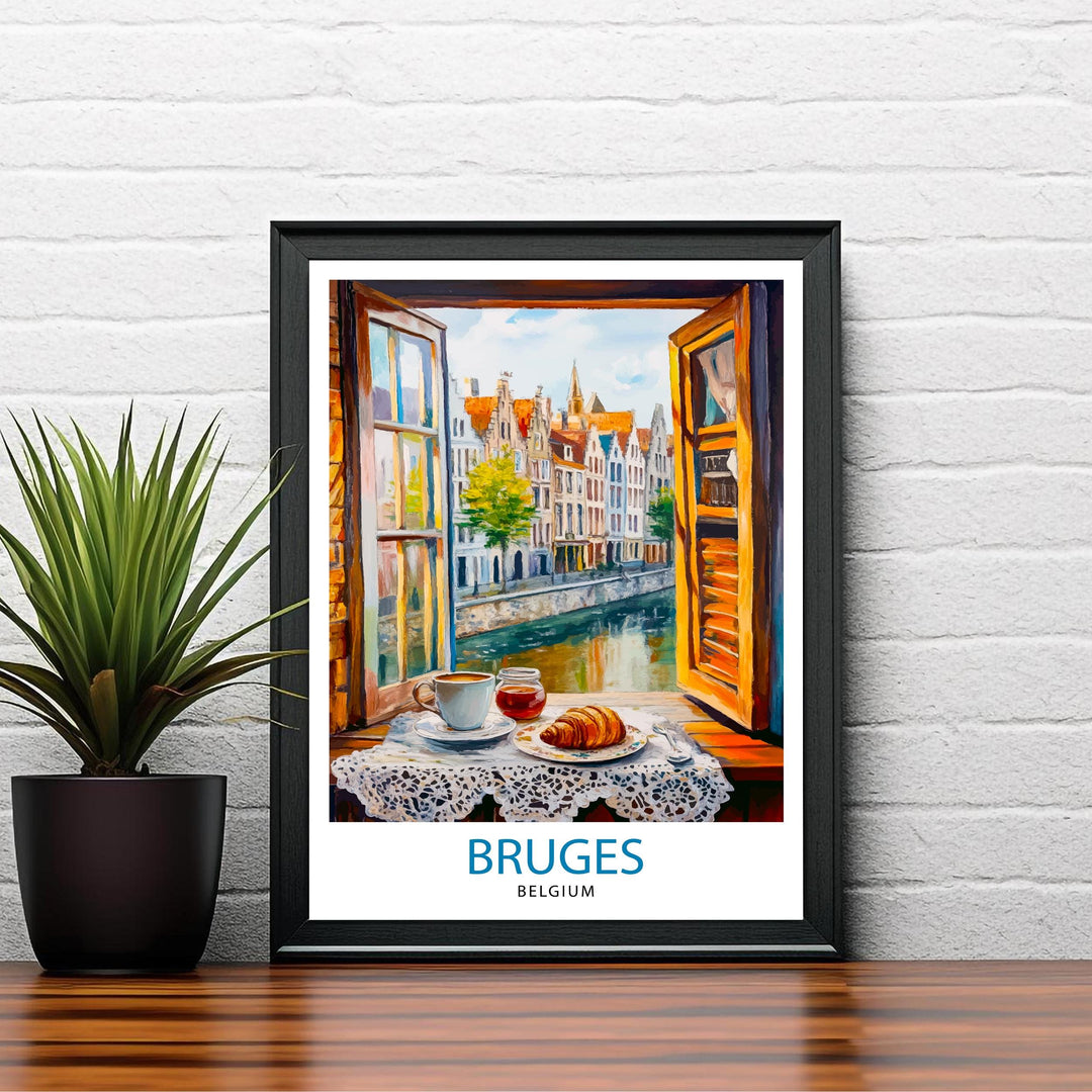 Bruges Travel Poster Wall Decor Wall Art Bruges Landscape Wall Hanging Home Décor Belgian City Gift Art Lovers Scenic Print