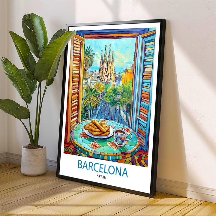 Barcelona Travel Poster Wall Decor Wall Art Barcelona Landscape Wall Hanging Home Décor Spanish City Gift Art Lovers Scenic Print