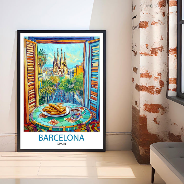 Barcelona Travel Poster Wall Decor Wall Art Barcelona Landscape Wall Hanging Home Décor Spanish City Gift Art Lovers Scenic Print