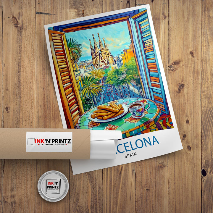 Barcelona Travel Poster Wall Decor Wall Art Barcelona Landscape Wall Hanging Home Décor Spanish City Gift Art Lovers Scenic Print