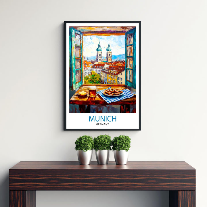 Munich Travel Poster Wall Decor Wall Art Munich Landscape Wall Hanging Home Décor German City Gift Art Lovers Scenic Print