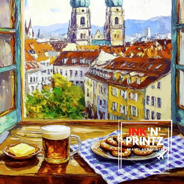 Munich Travel Poster Wall Decor Wall Art Munich Landscape Wall Hanging Home Décor German City Gift Art Lovers Scenic Print