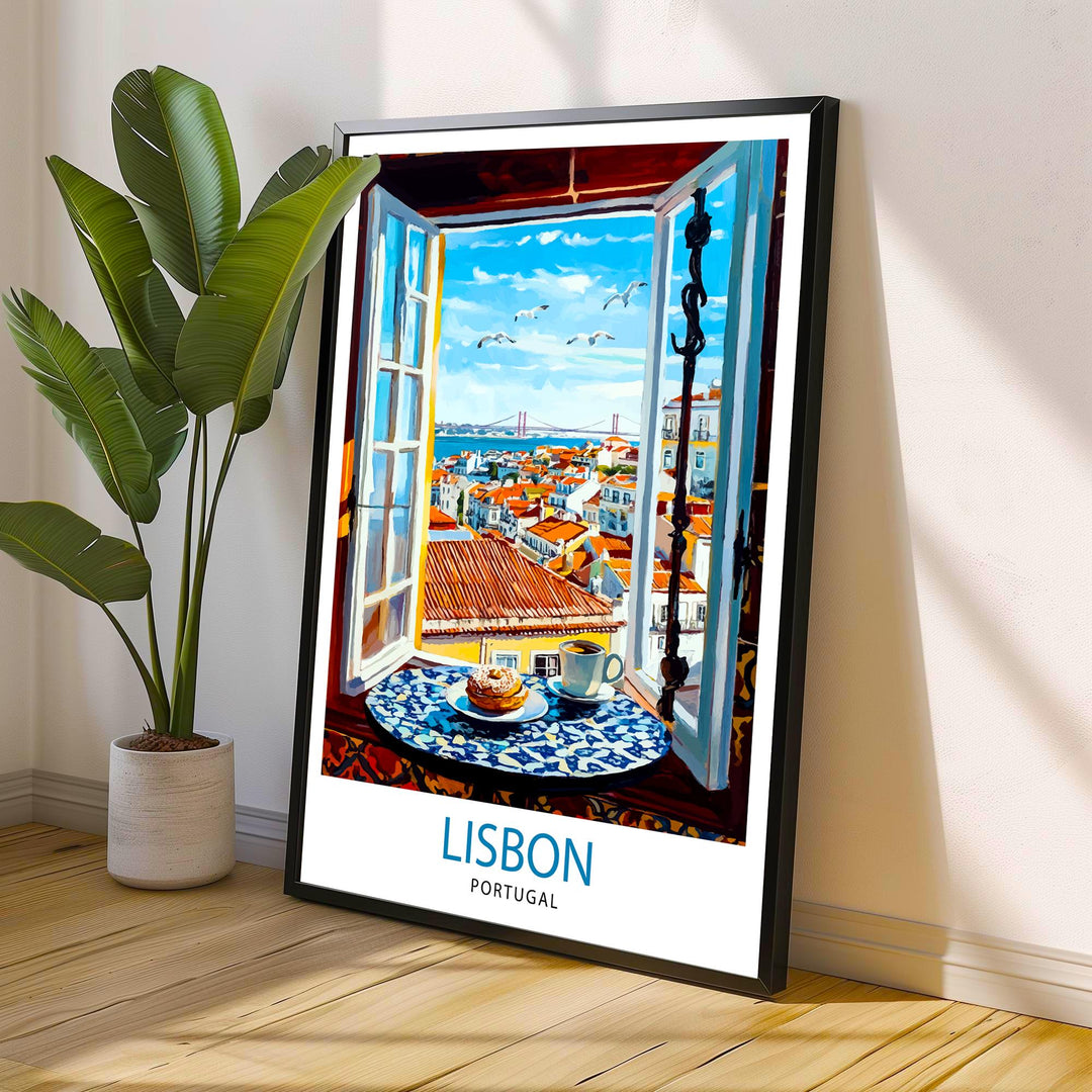 Lisbon Travel Poster Wall Decor Wall Art Lisbon Landscape Wall Hanging Home Décor Portuguese City Gift Art Lovers Scenic Print