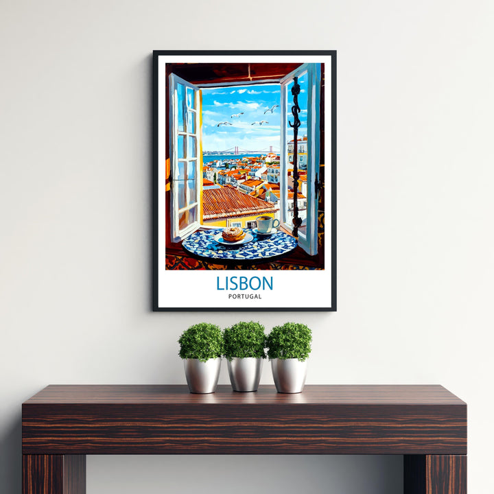 Lisbon Travel Poster Wall Decor Wall Art Lisbon Landscape Wall Hanging Home Décor Portuguese City Gift Art Lovers Scenic Print