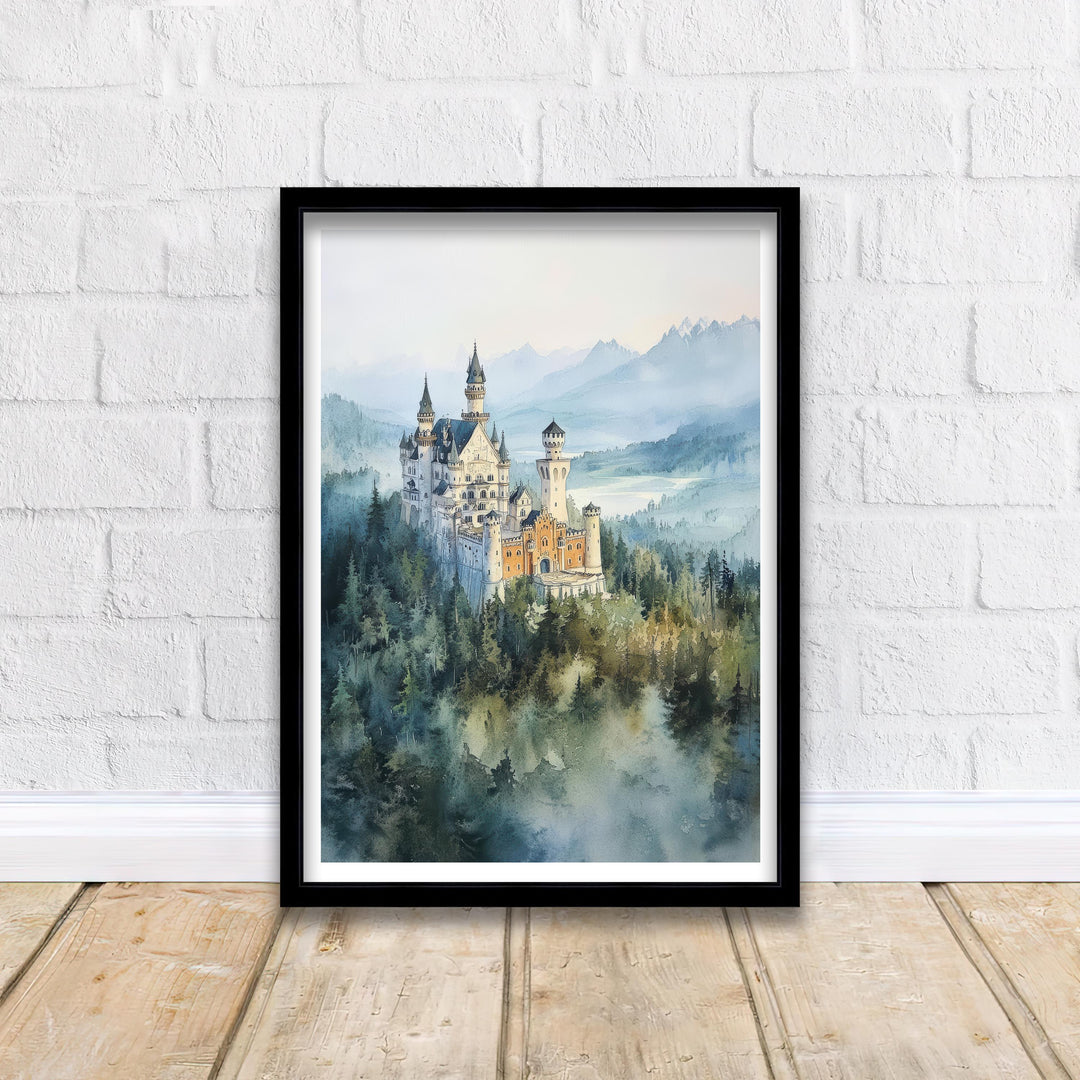 Bavarian Print, Germany Landscape Painting, Mountain Scenery, Nature Art, Wall Decor, Home Decor, Gift for Hiker, German Alps, Bavaria Art