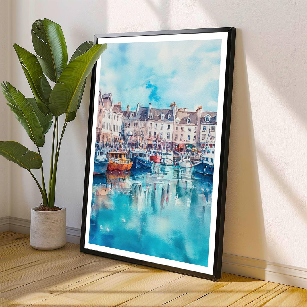 St. Peter Port Guernsey Watercolor Travel Print Wall Decor Wall Art St. Peter Port Landscape Wall Hanging Home Décor Channel Islands Gift