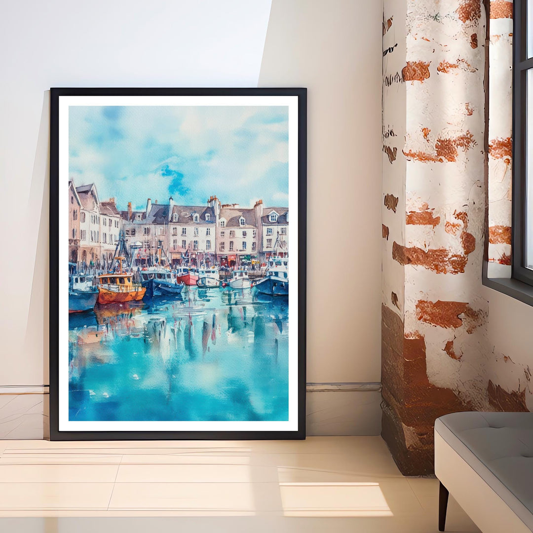 St. Peter Port Guernsey Watercolor Travel Print Wall Decor Wall Art St. Peter Port Landscape Wall Hanging Home Décor Channel Islands Gift