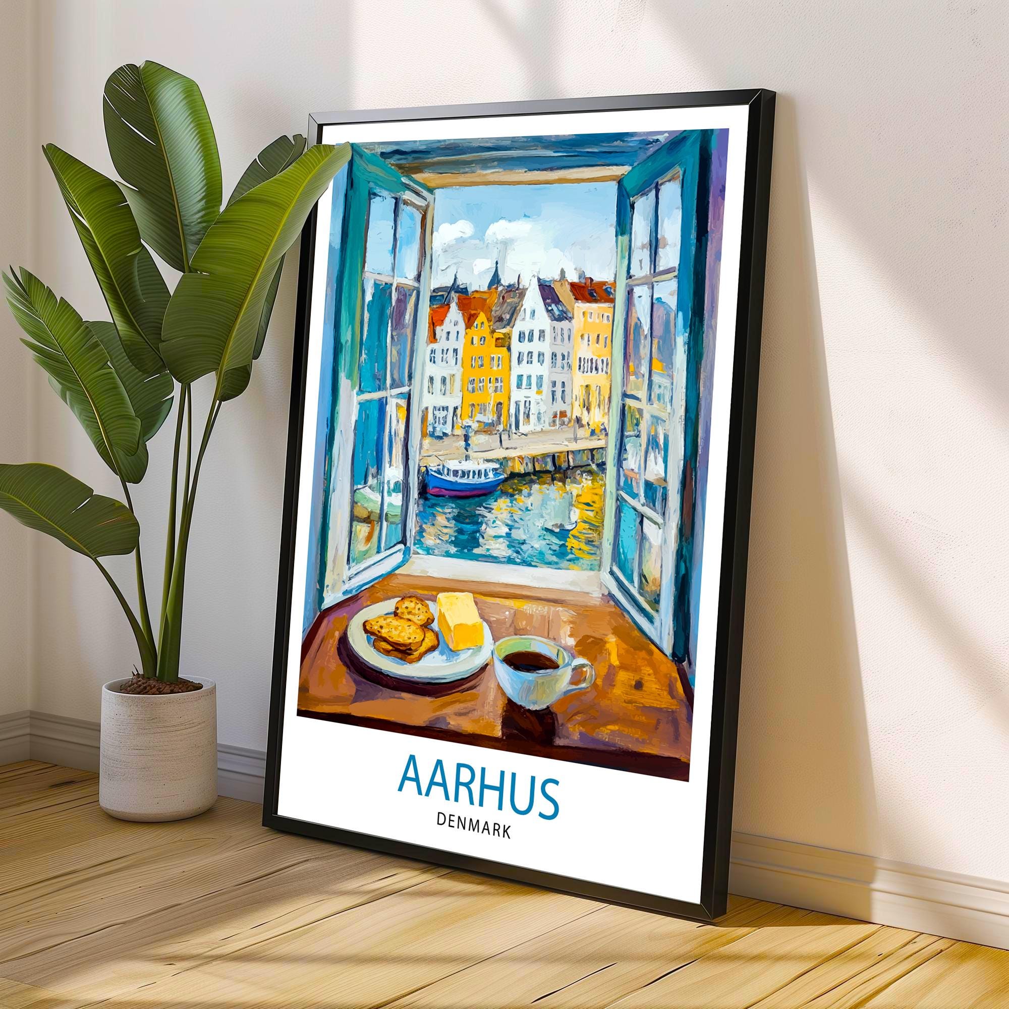 Aarhus Denmark Travel Poster Wall Decor Wall Art Aarhus Landscape Wall Hanging Home Décor Danish City Gift Art Lovers Scenic Print