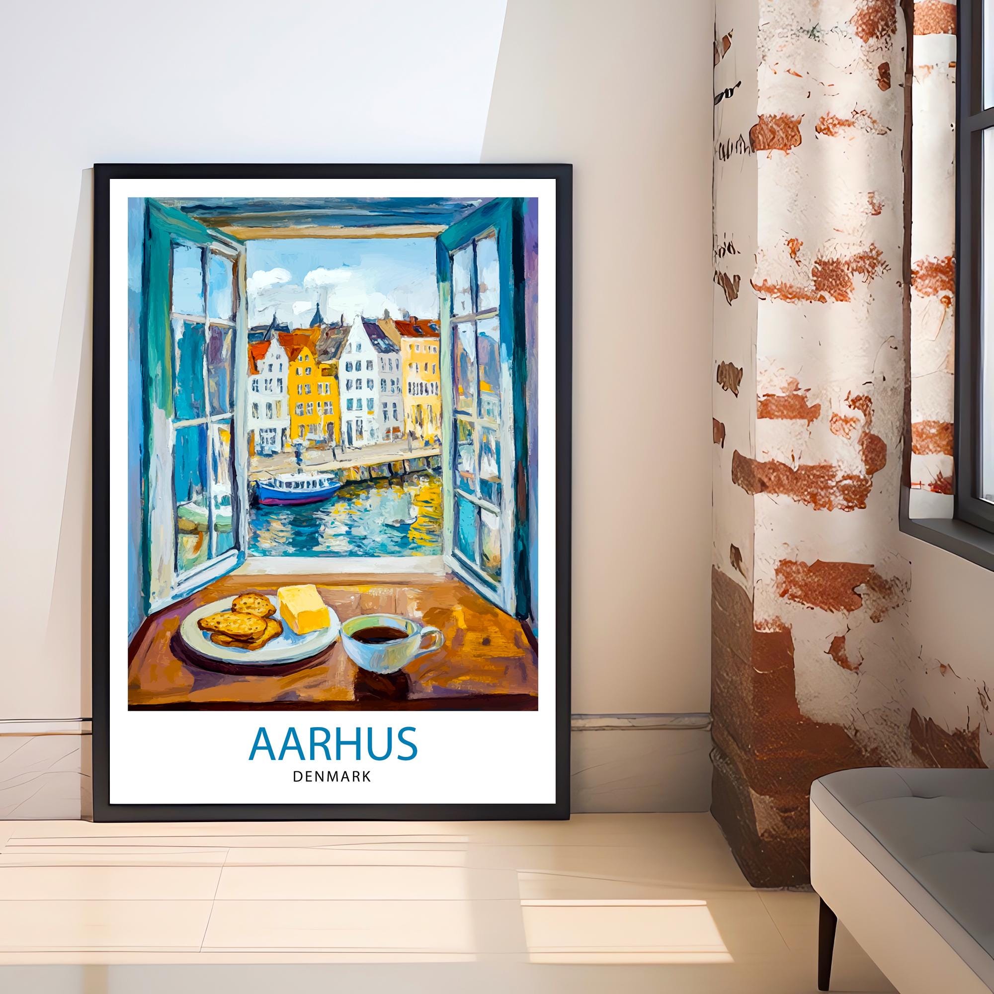 Aarhus Denmark Travel Poster Wall Decor Wall Art Aarhus Landscape Wall Hanging Home Décor Danish City Gift Art Lovers Scenic Print
