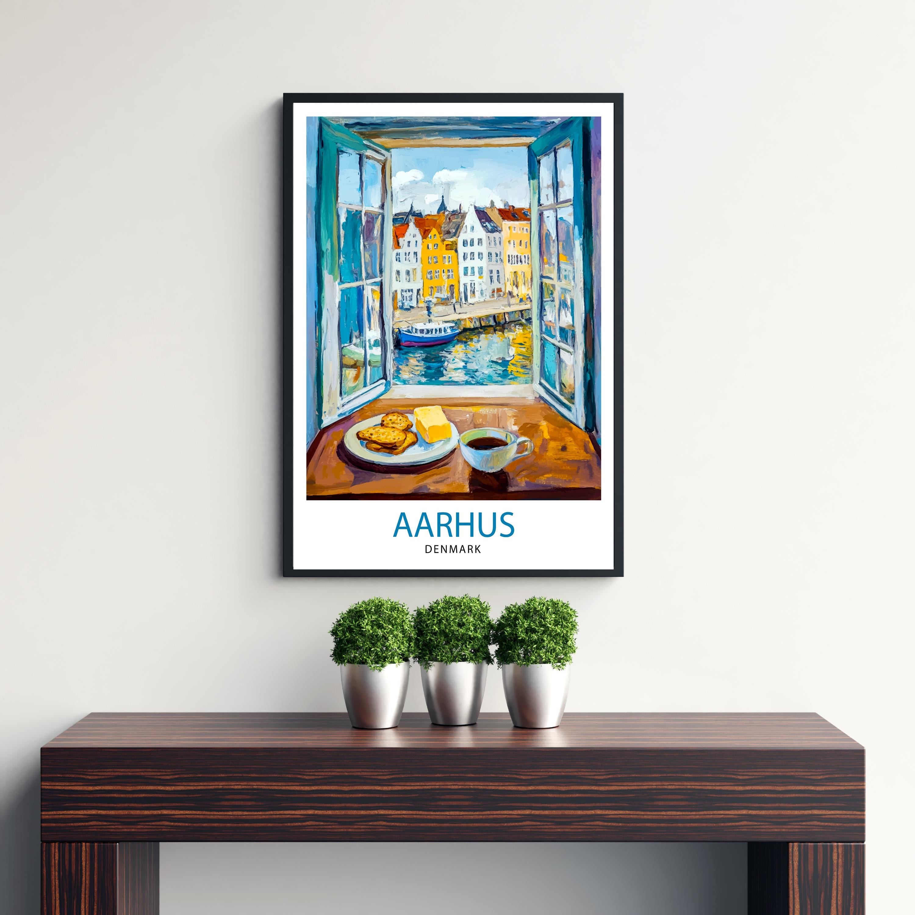 Aarhus Denmark Travel Poster Wall Decor Wall Art Aarhus Landscape Wall Hanging Home Décor Danish City Gift Art Lovers Scenic Print