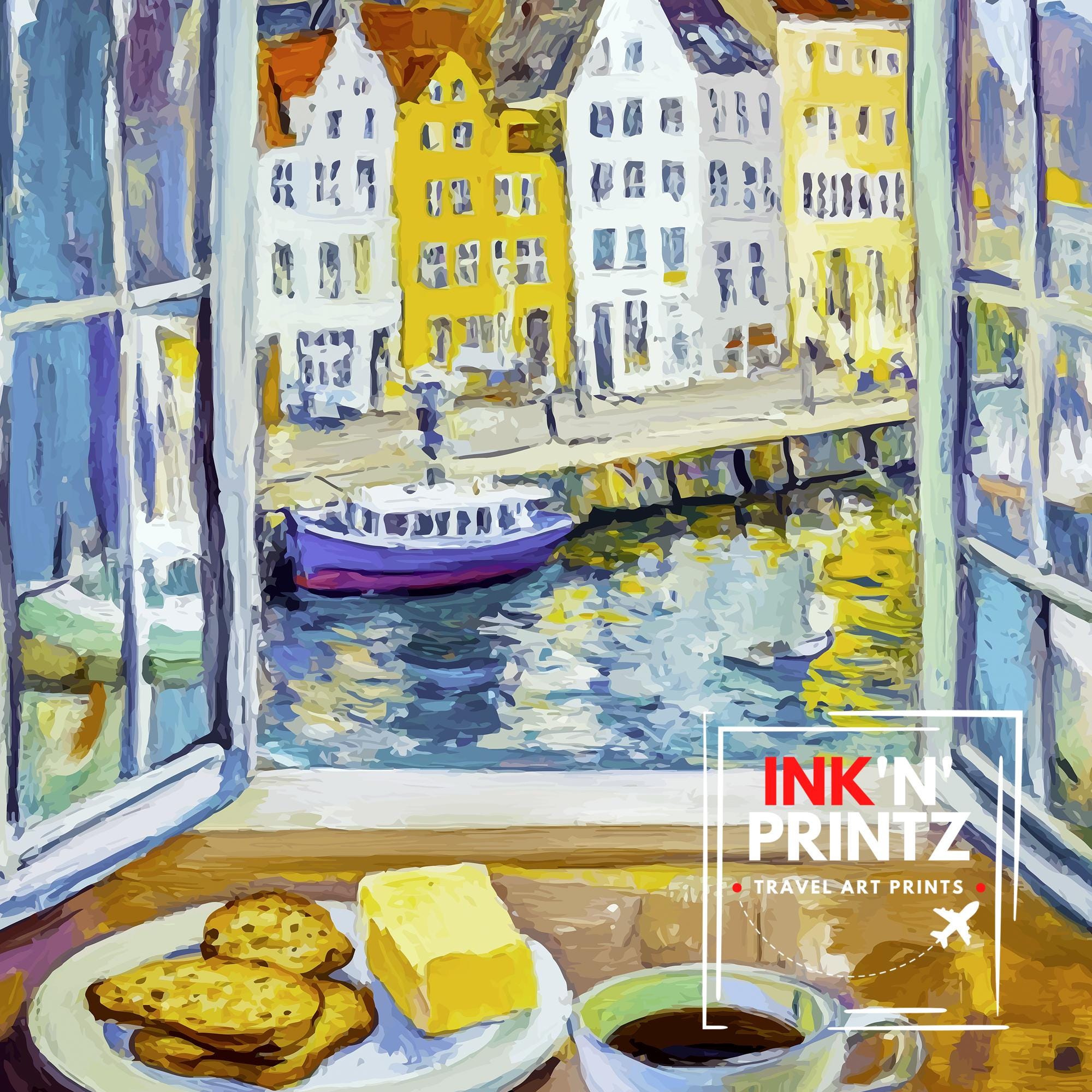 Aarhus Denmark Travel Poster Wall Decor Wall Art Aarhus Landscape Wall Hanging Home Décor Danish City Gift Art Lovers Scenic Print