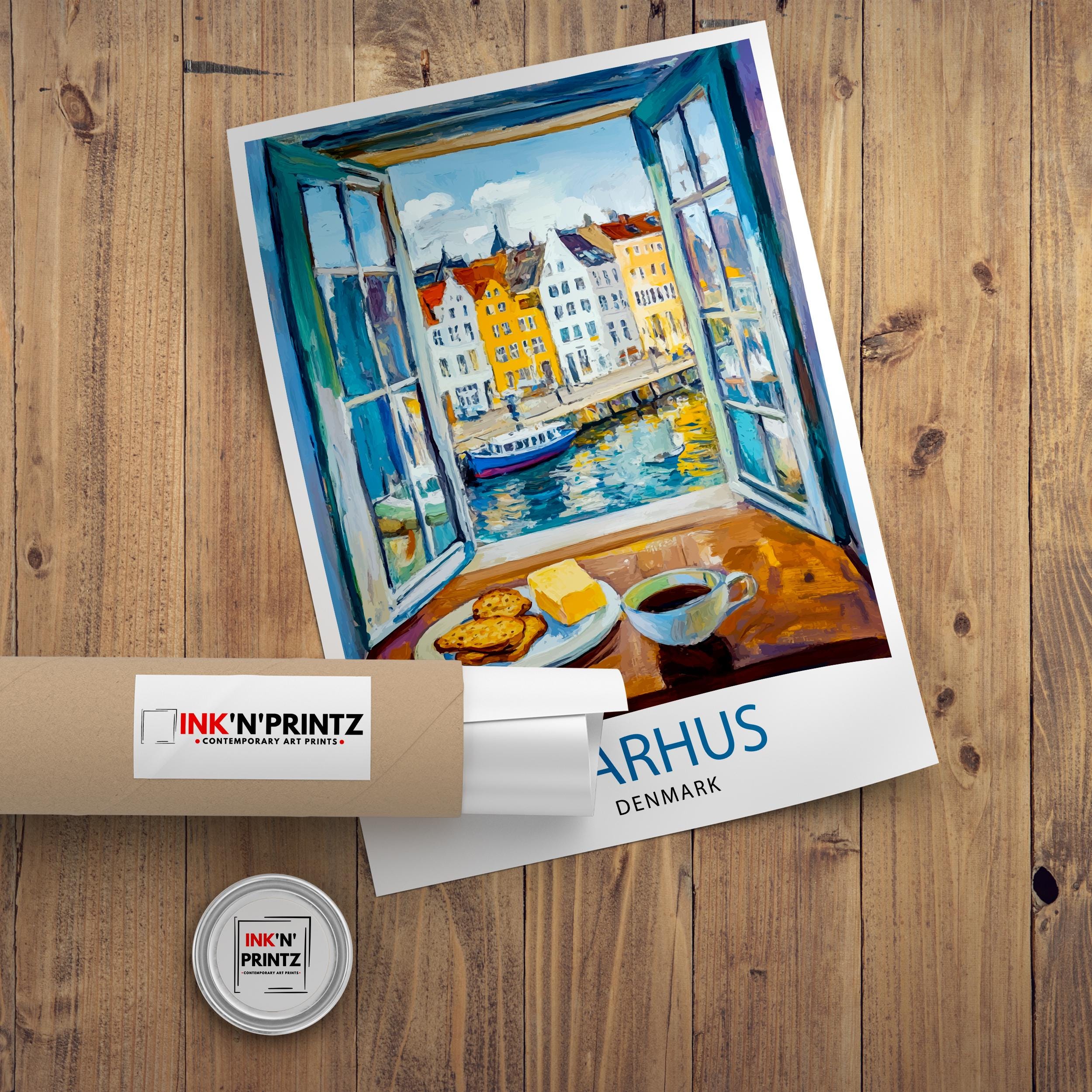 Aarhus Denmark Travel Poster Wall Decor Wall Art Aarhus Landscape Wall Hanging Home Décor Danish City Gift Art Lovers Scenic Print