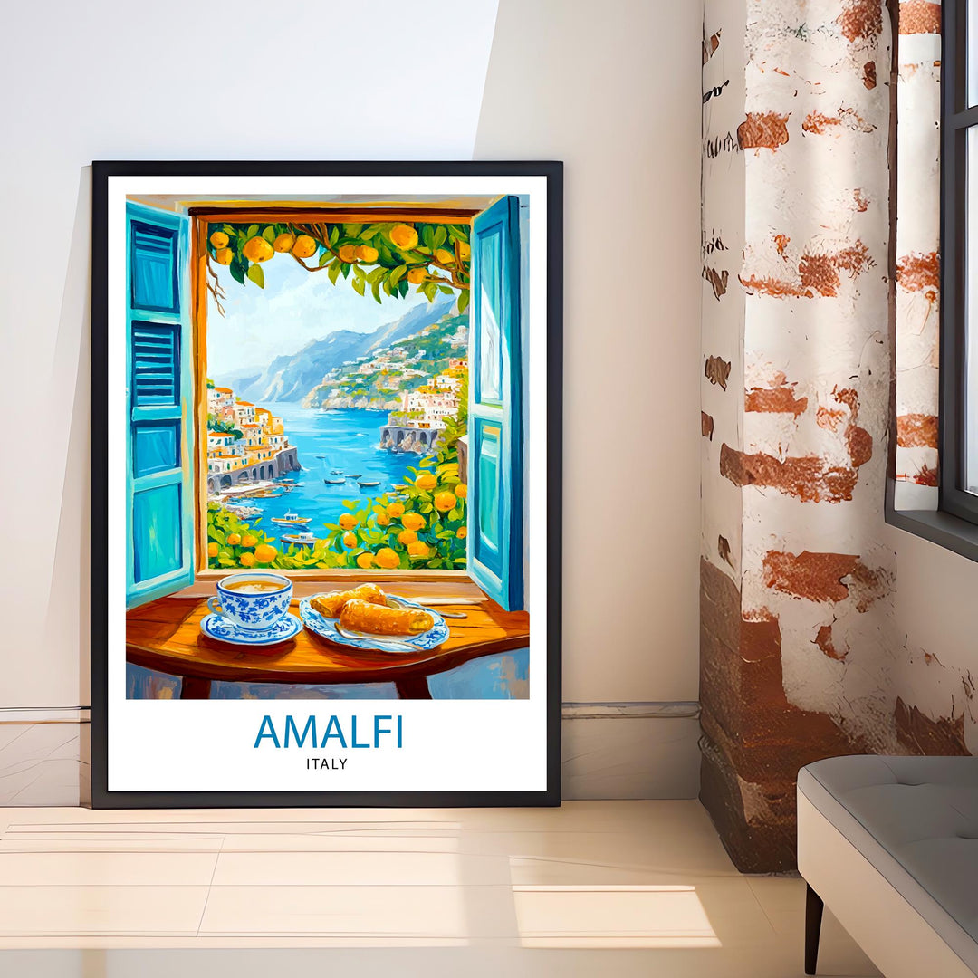 Amalfi Italy Travel Poster Wall Decor Wall Art Amalfi Coast Landscape Wall Hanging Home Décor Italian Riviera Gift Art Lovers Scenic Print