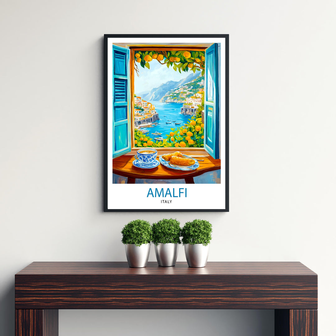 Amalfi Italy Travel Poster Wall Decor Wall Art Amalfi Coast Landscape Wall Hanging Home Décor Italian Riviera Gift Art Lovers Scenic Print