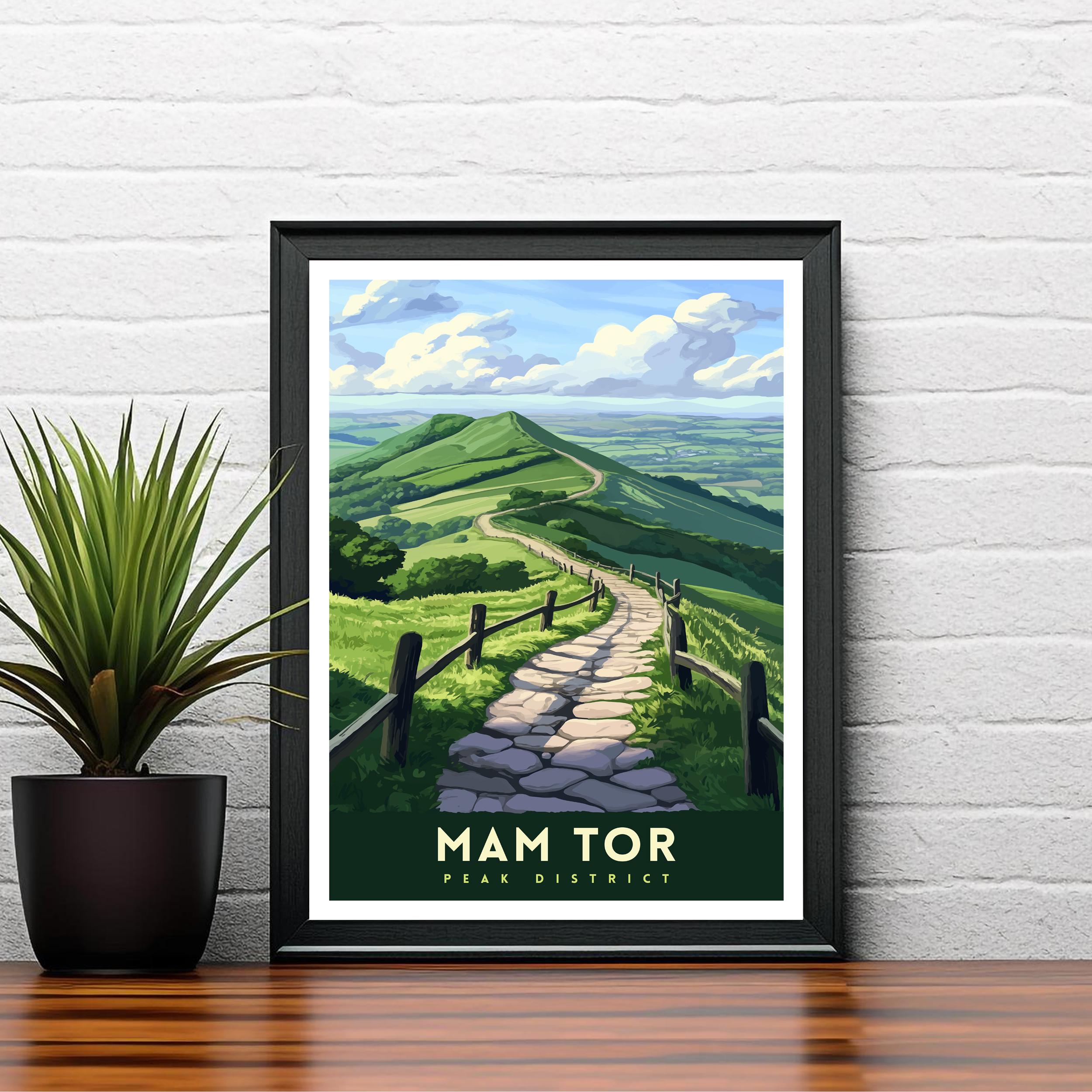 Mam Tor Travel Poster Wall Art Mam Tor Poster Peak District