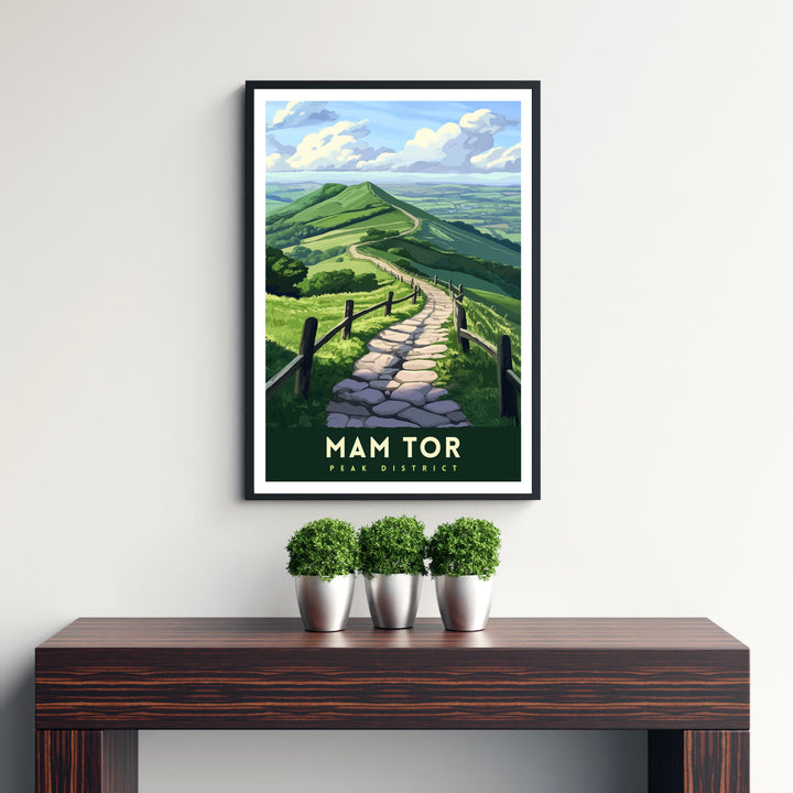 Mam Tor Travel Poster Wall Art Mam Tor Print Peak District Wall Decor Mam Tor Gift Nature Lovers UK Hiking Art