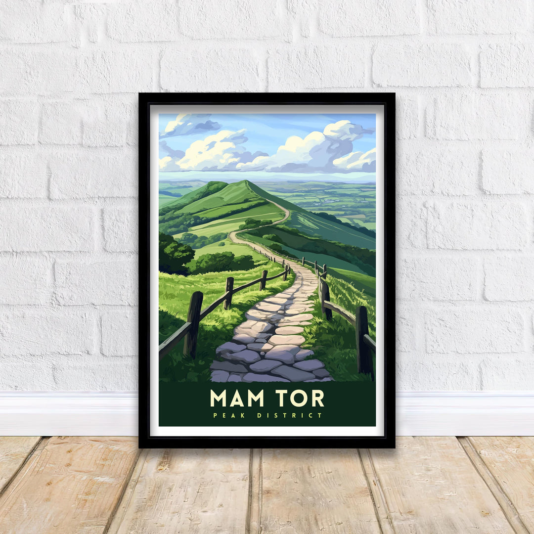 Mam Tor Travel Poster Wall Art Mam Tor Print Peak District Wall Decor Mam Tor Gift Nature Lovers UK Hiking Art