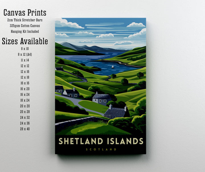 Shetland Islands Travel Poster Wall Art Shetland Islands Print UK Coastal Art Shetland Gift Nature Lover Travel Art