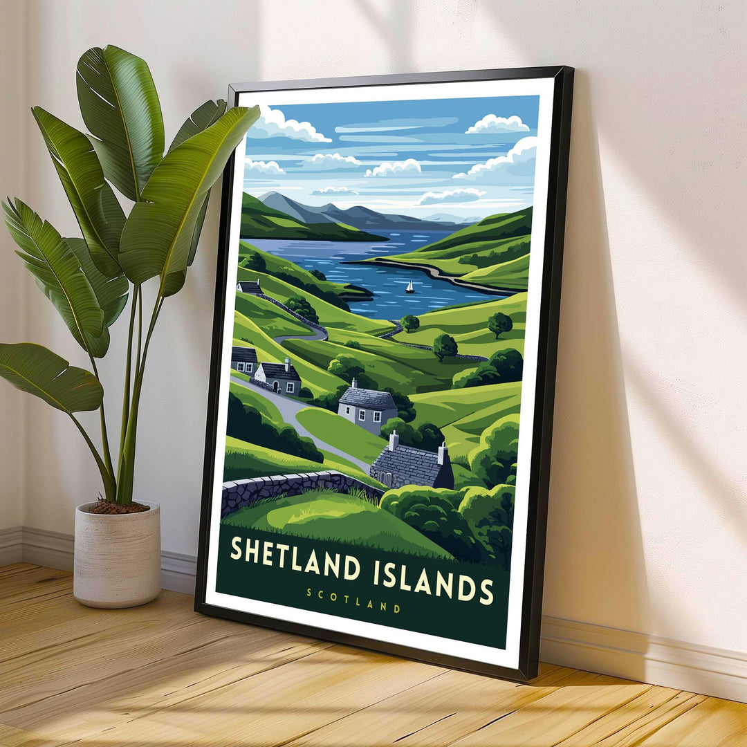 Shetland Islands Travel Poster – Coastal Wall Art & Nature Lover Gift