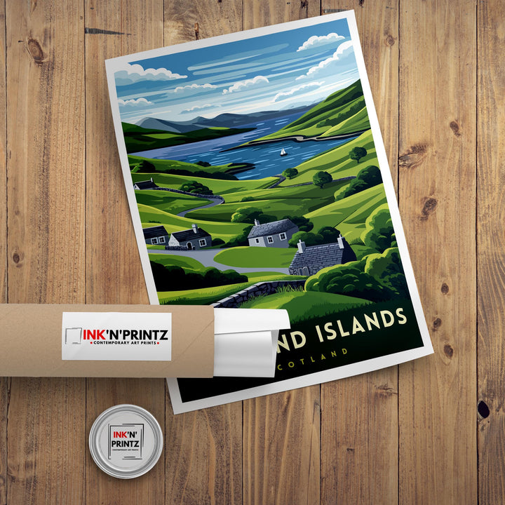 Shetland Islands Travel Poster Wall Art Shetland Islands Print UK Coastal Art Shetland Gift Nature Lover Travel Art