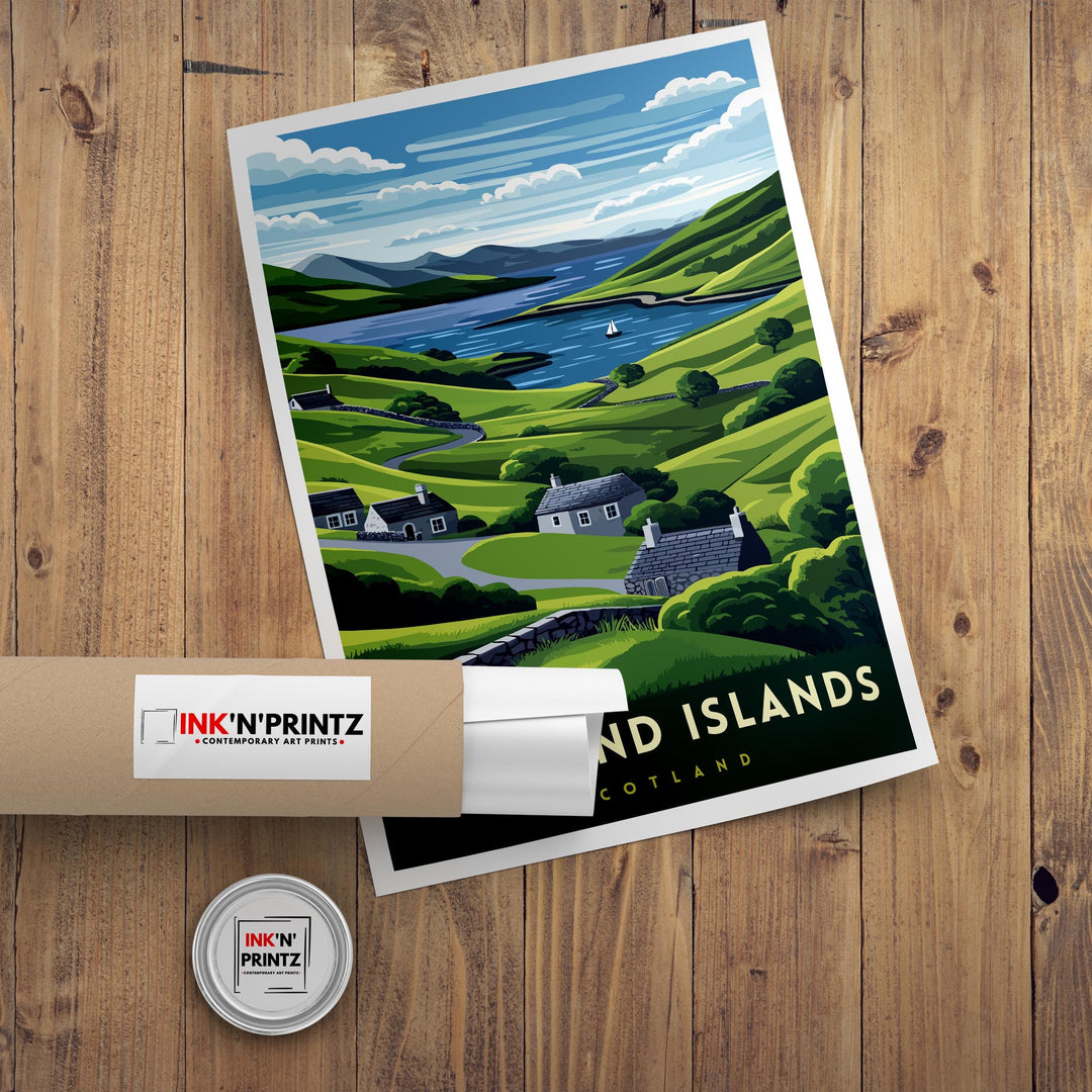 Shetland Islands Travel Poster – Coastal Wall Art & Nature Lover Gift