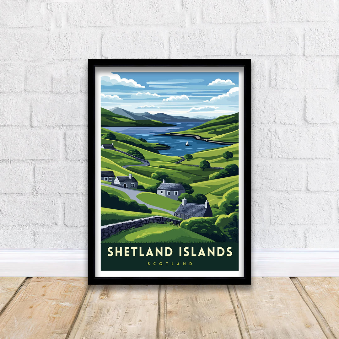 Shetland Islands Travel Poster – Coastal Wall Art & Nature Lover Gift