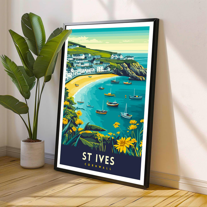 St. Ives Cornwall Travel Poster – Coastal Wall Art for Nature Lovers