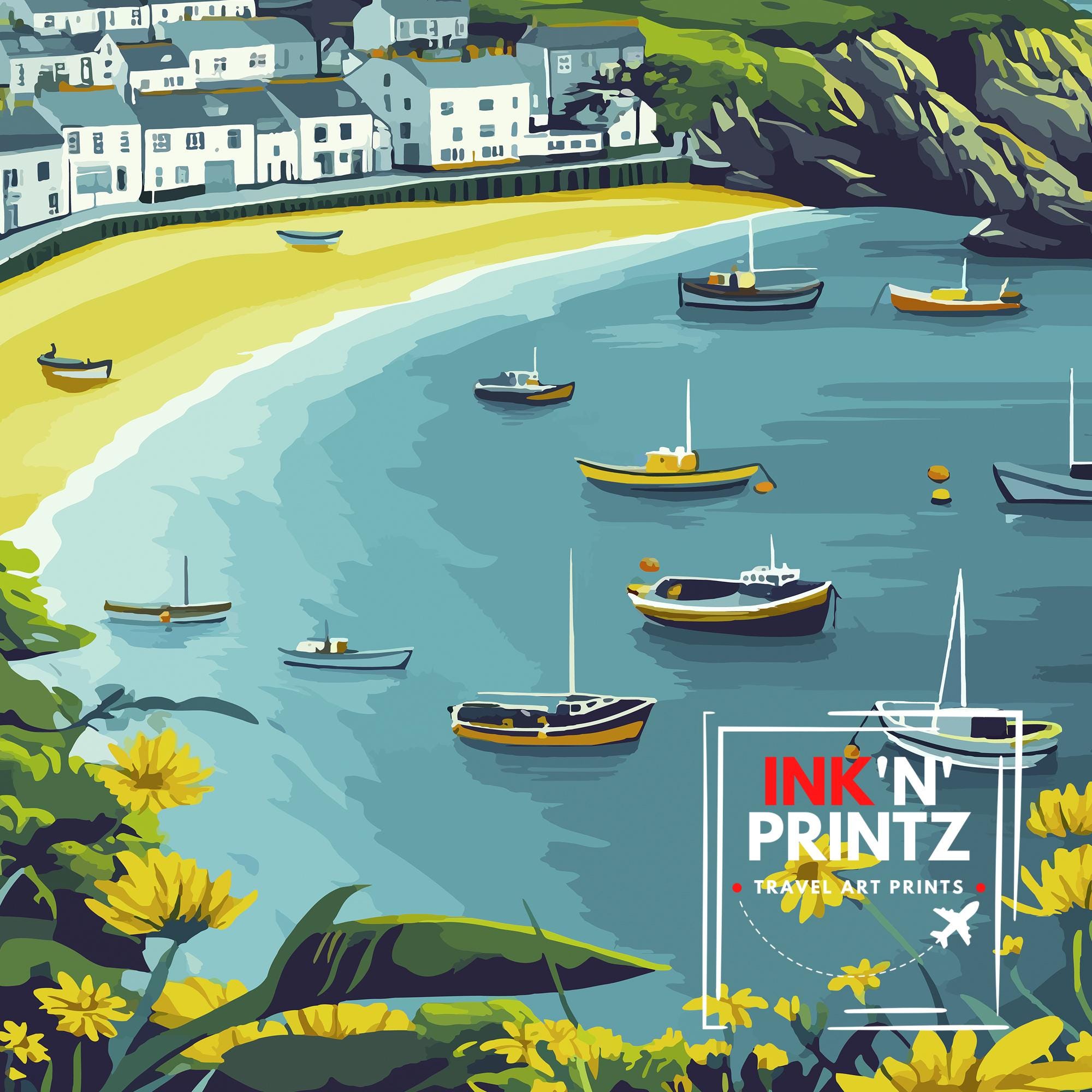 St. Ives Cornwall Travel Poster Wall Art St. Ives Poster Cornwall Coastal Art St. Ives Gift Nature Lovers UK Beach Art