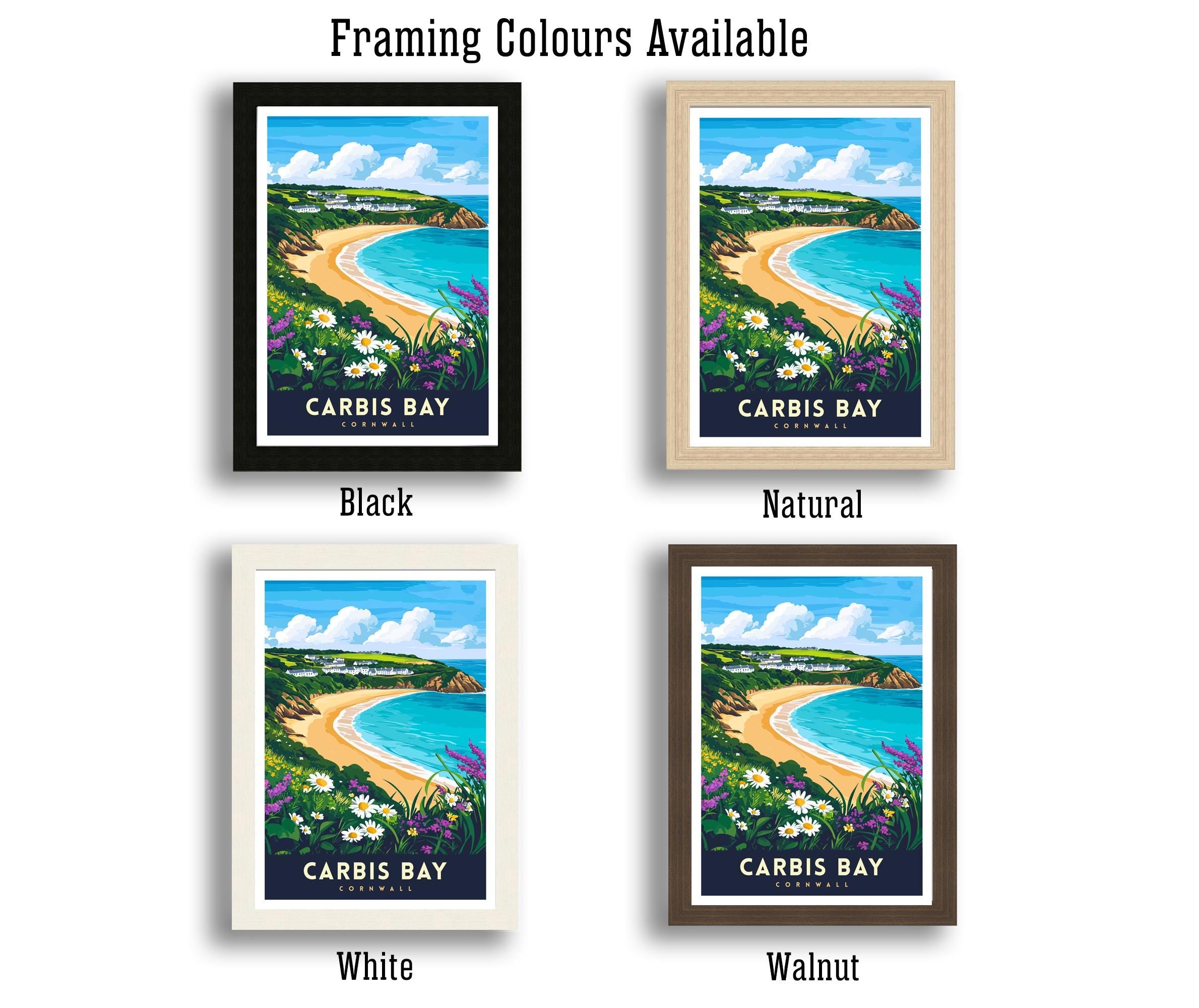 Carbis Bay Cornwall Travel Poster Wall Art Carbis Bay Poster Cornwall Coastal Art Carbis Bay Gift Nature Lover Art