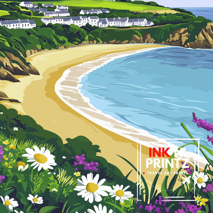 Carbis Bay Cornwall Travel Poster – Coastal Wall Art for Nature Lovers