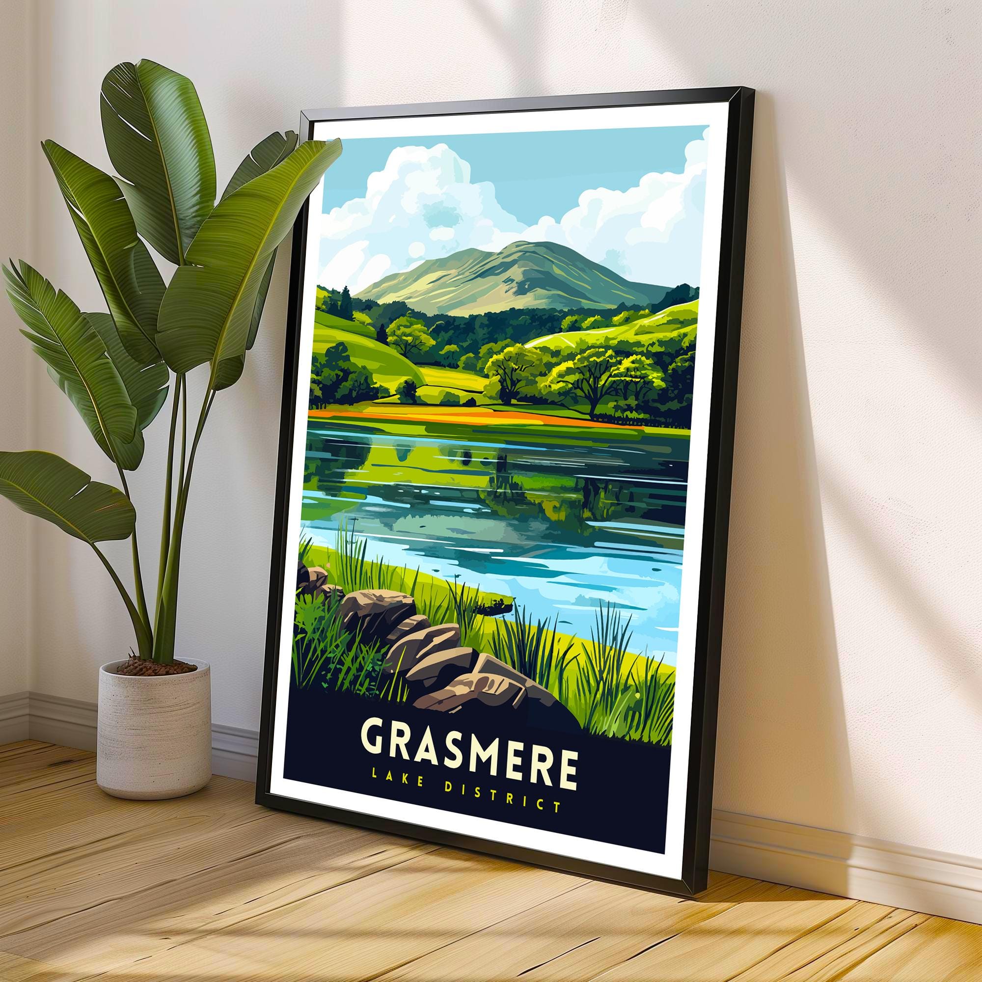 Grasmere Lake District Travel Poster Grasmere