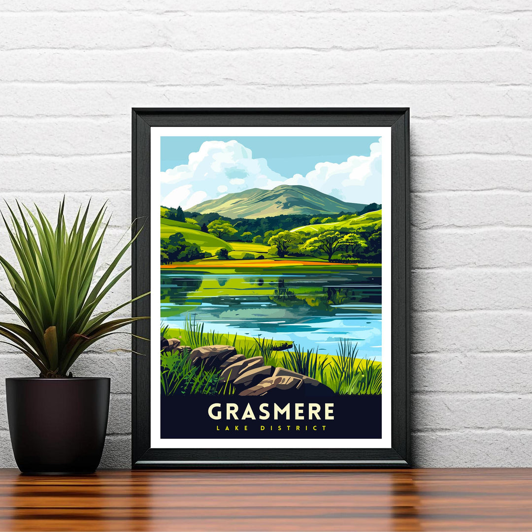 Grasmere Lake District Travel Print Grasmere Wall Decor Grasmere Home Living Decor Grasmere Illustration Travel Poster Gift For Grasmere