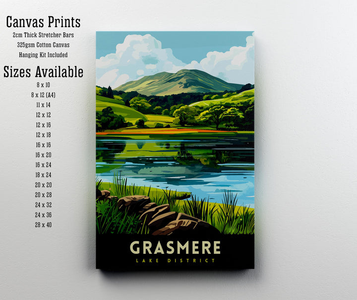 Grasmere Lake District Travel Print Grasmere Wall Decor Grasmere Home Living Decor Grasmere Illustration Travel Poster Gift For Grasmere