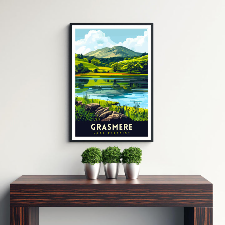 Grasmere Lake District Travel Print Grasmere Wall Decor Grasmere Home Living Decor Grasmere Illustration Travel Poster Gift For Grasmere