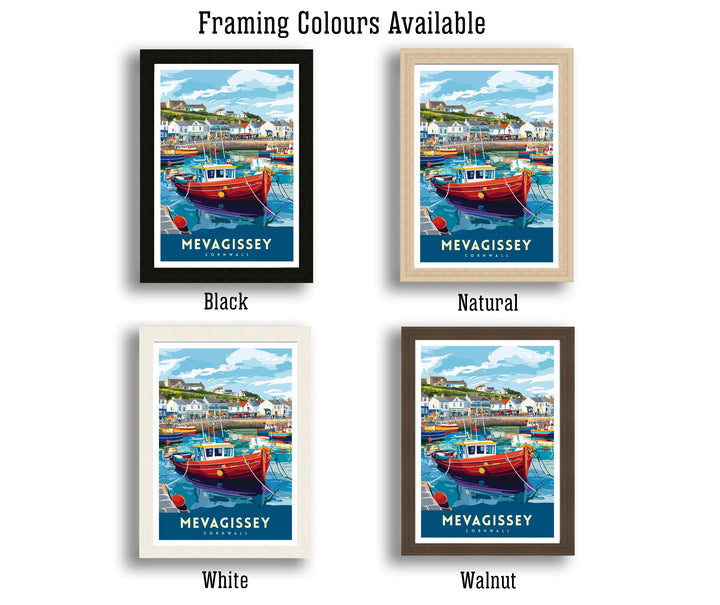 Mevagissey Cornwall Travel Poster Wall Art Mevagissey Print Cornwall Coastal Art Fishing Village Art Mevagissey Gift