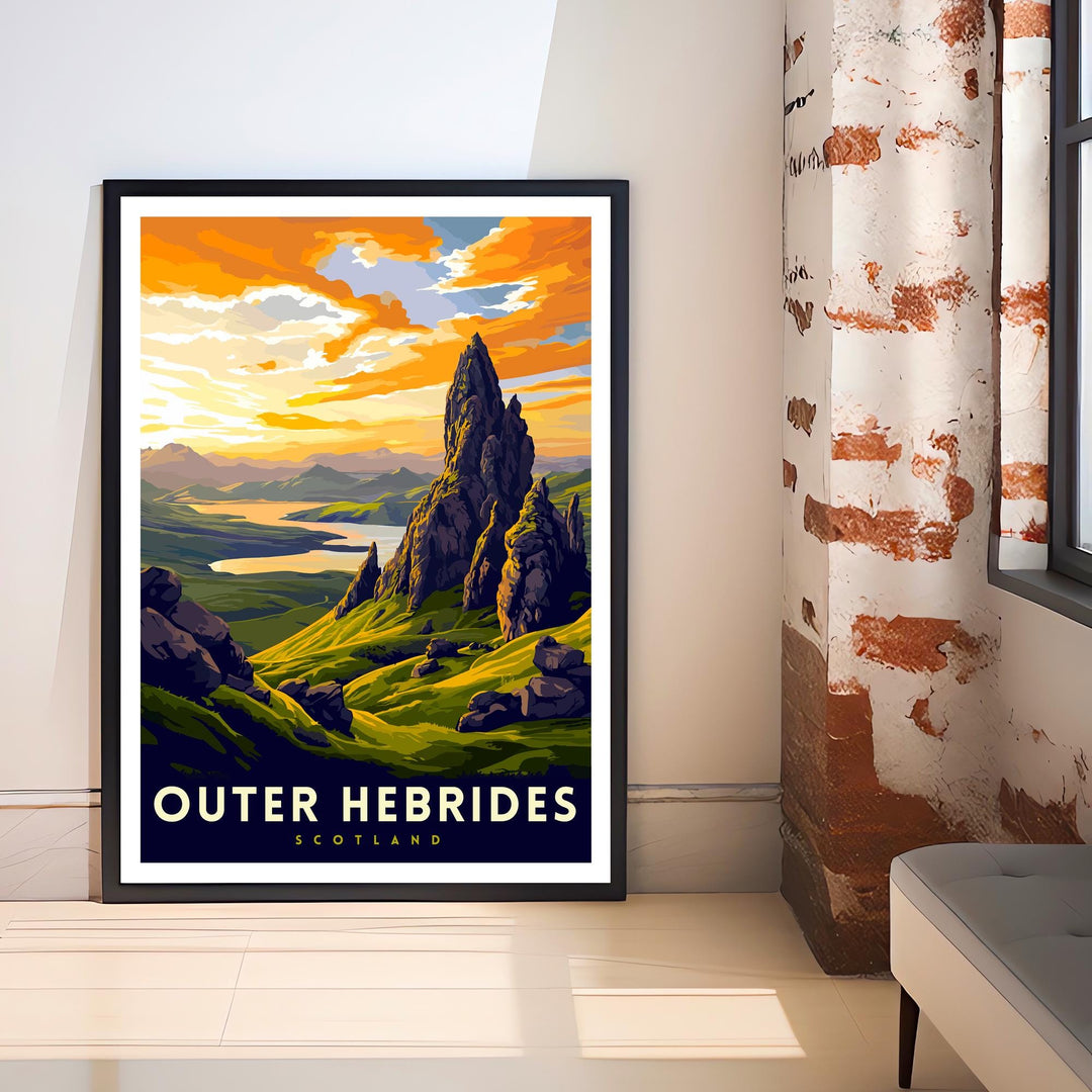 Outer Hebrides Travel Print Hebrides Wall Decor Hebrides Home Living Decor Hebrides Illustration Travel Poster Gift for Hebrides