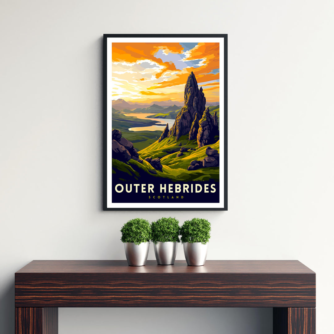 Outer Hebrides Travel Print Hebrides Wall Decor Hebrides Home Living Decor Hebrides Illustration Travel Poster Gift for Hebrides