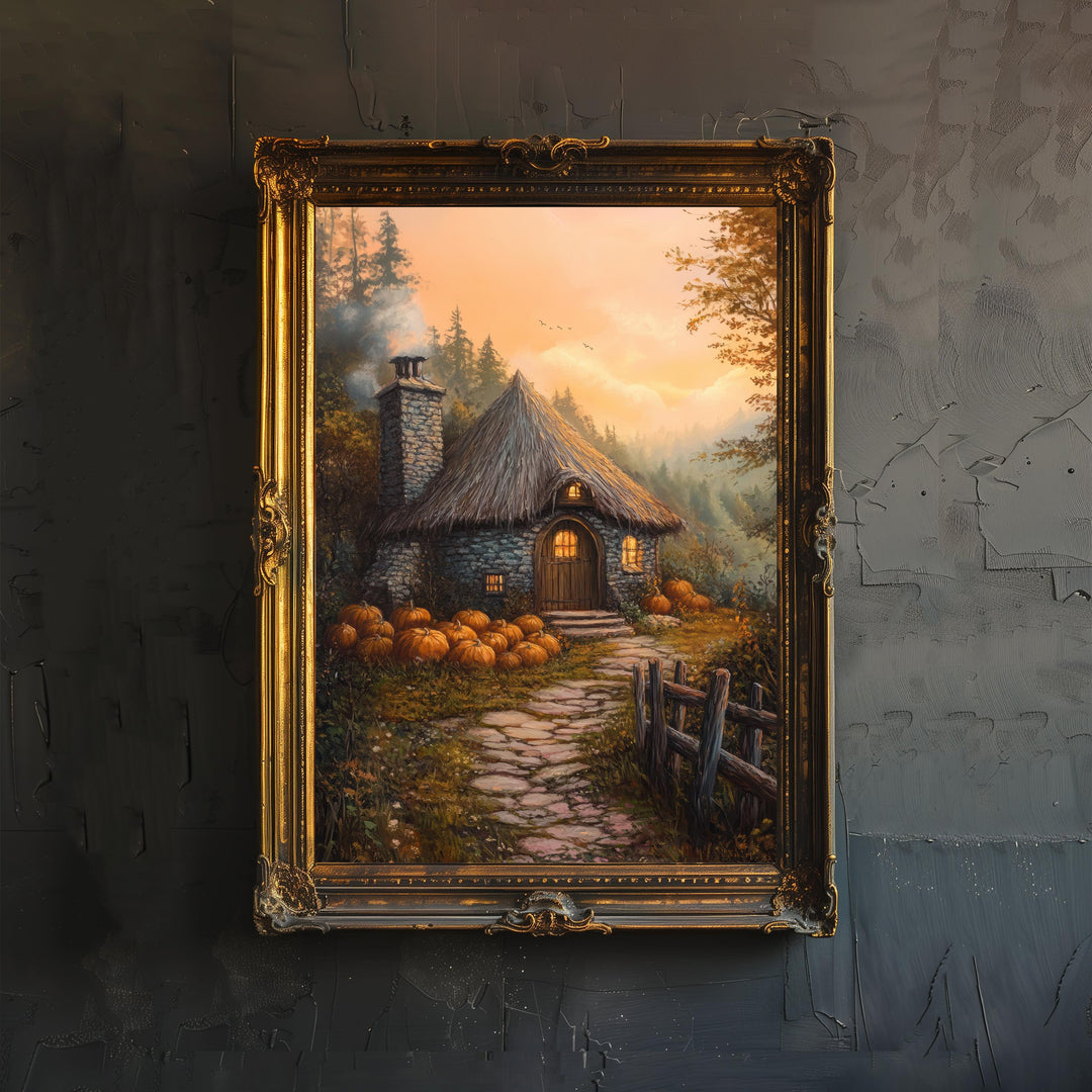Wizards Hut Cottagecore Dark Academia Poster Enchanted Vintage Wall Art Mystical Witchy Print for Living Room Bedroom or Gallery Wall