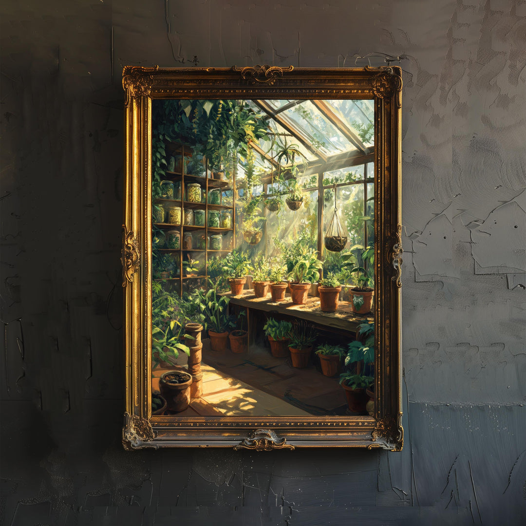 Wizards Greenhouse Cottagecore Dark Academia Poster Enchanted Vintage Wall Art Mystical Witchy Print for Living Room Bedroom or Gallery Wall