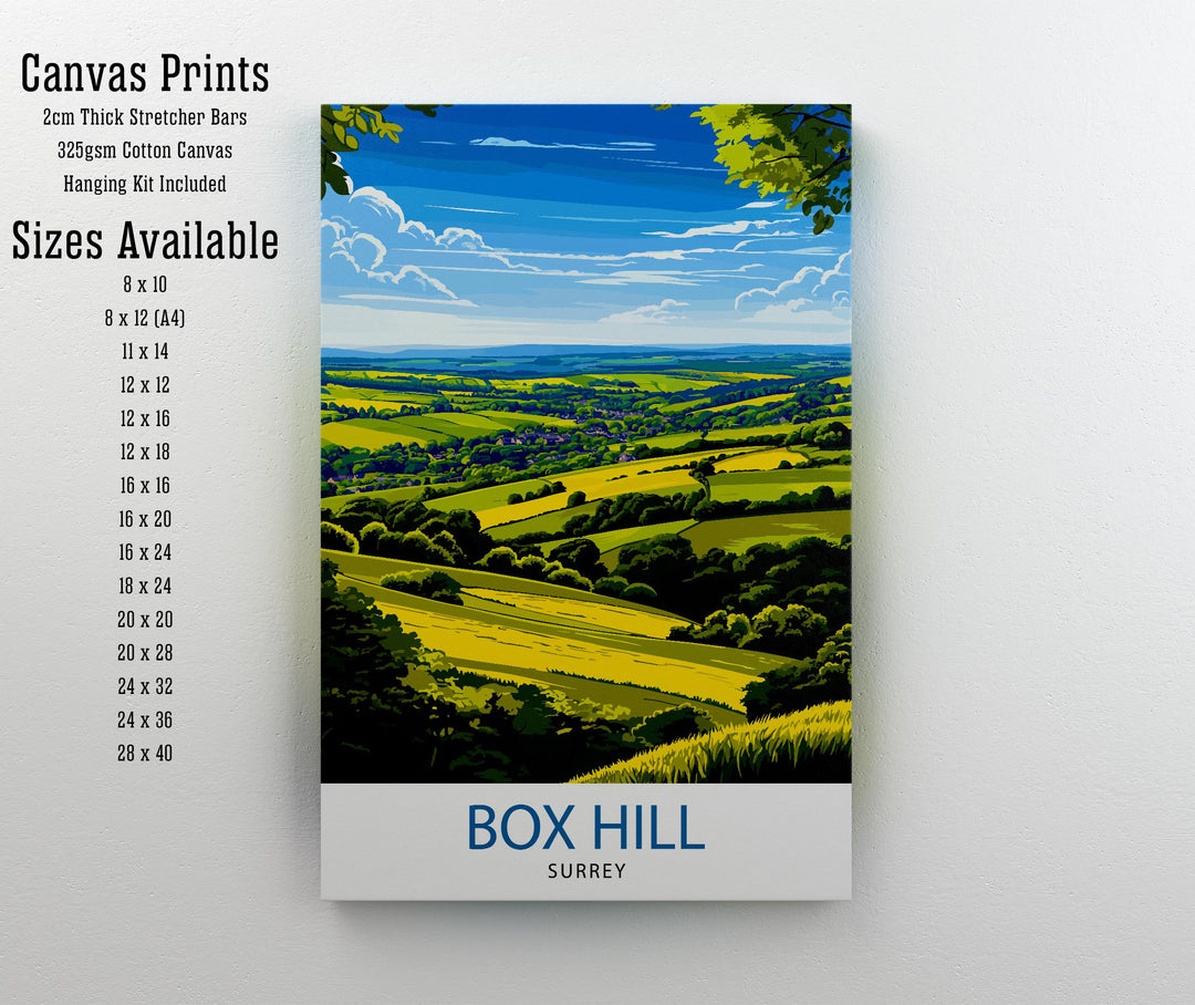 Box Hill Surrey Travel Poster – Scenic UK Countryside & Hiking Wall Art