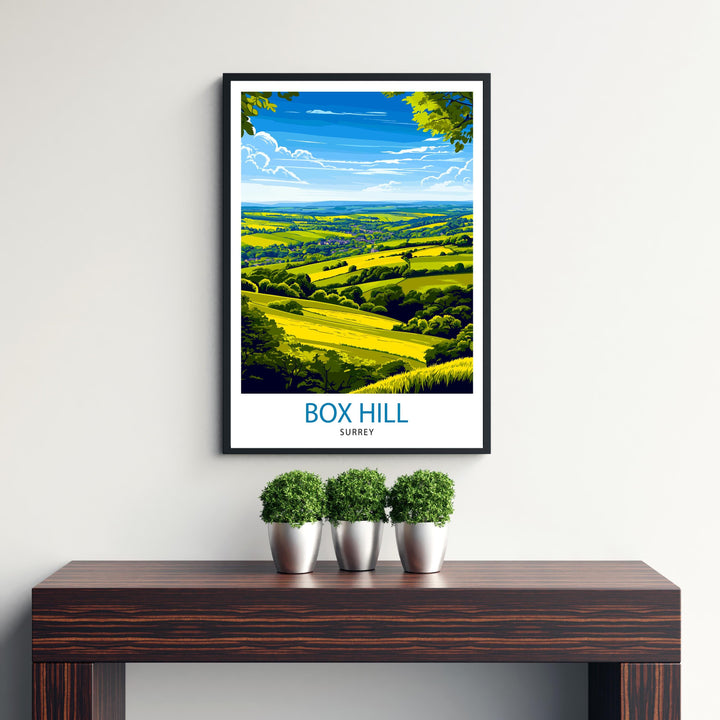 Box Hill Surrey Travel Poster – Scenic UK Countryside & Hiking Wall Art