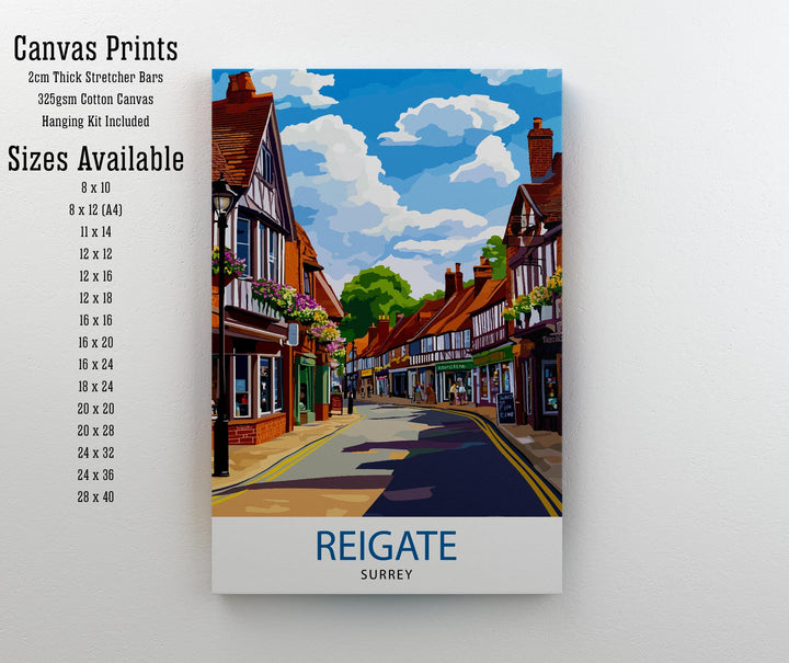 Reigate Surrey Travel Poster Wall Art Reigate Print Surrey Hills Art Nature Lover Gift Scenic Views Hiking UK Countryside Poster