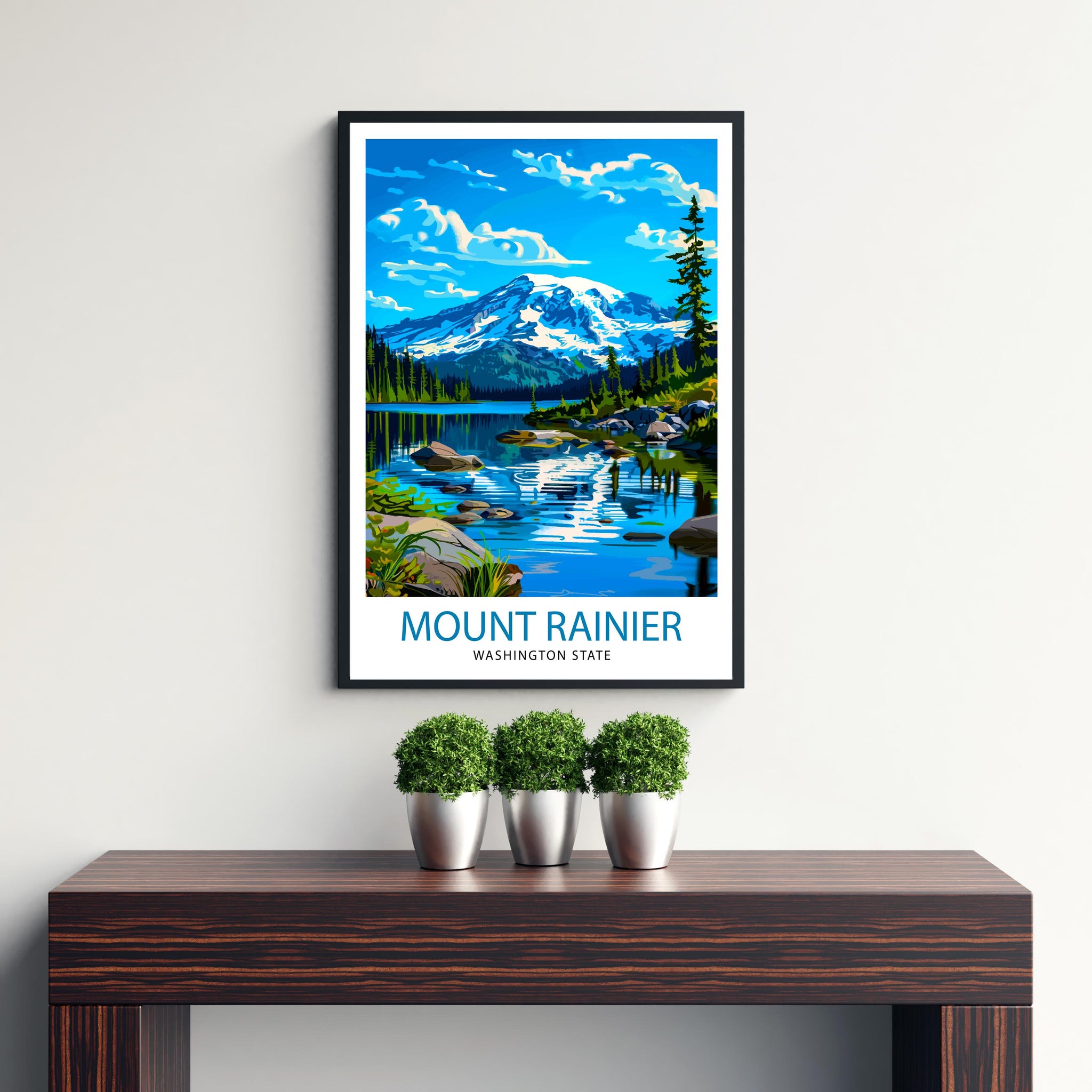 Mt. Rainier Travel Print Wall Decor Wall Art Rainier Landscape Wall Hanging Home Décor Pacific Northwest Gift Art Lovers Scenic Print